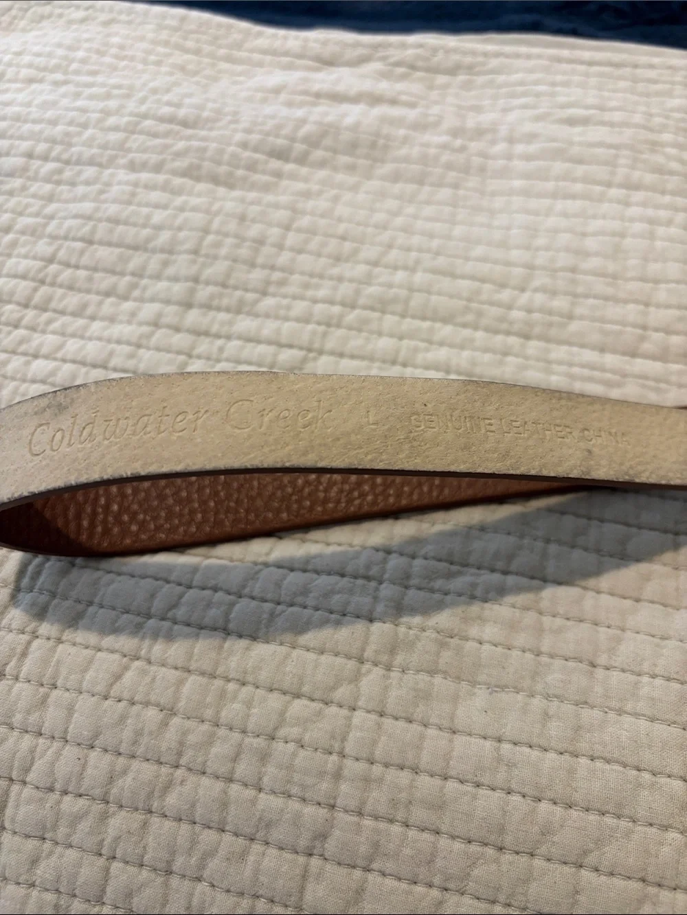 Coldwater Creek Brown Textured Leather Belt with Gold Buckle